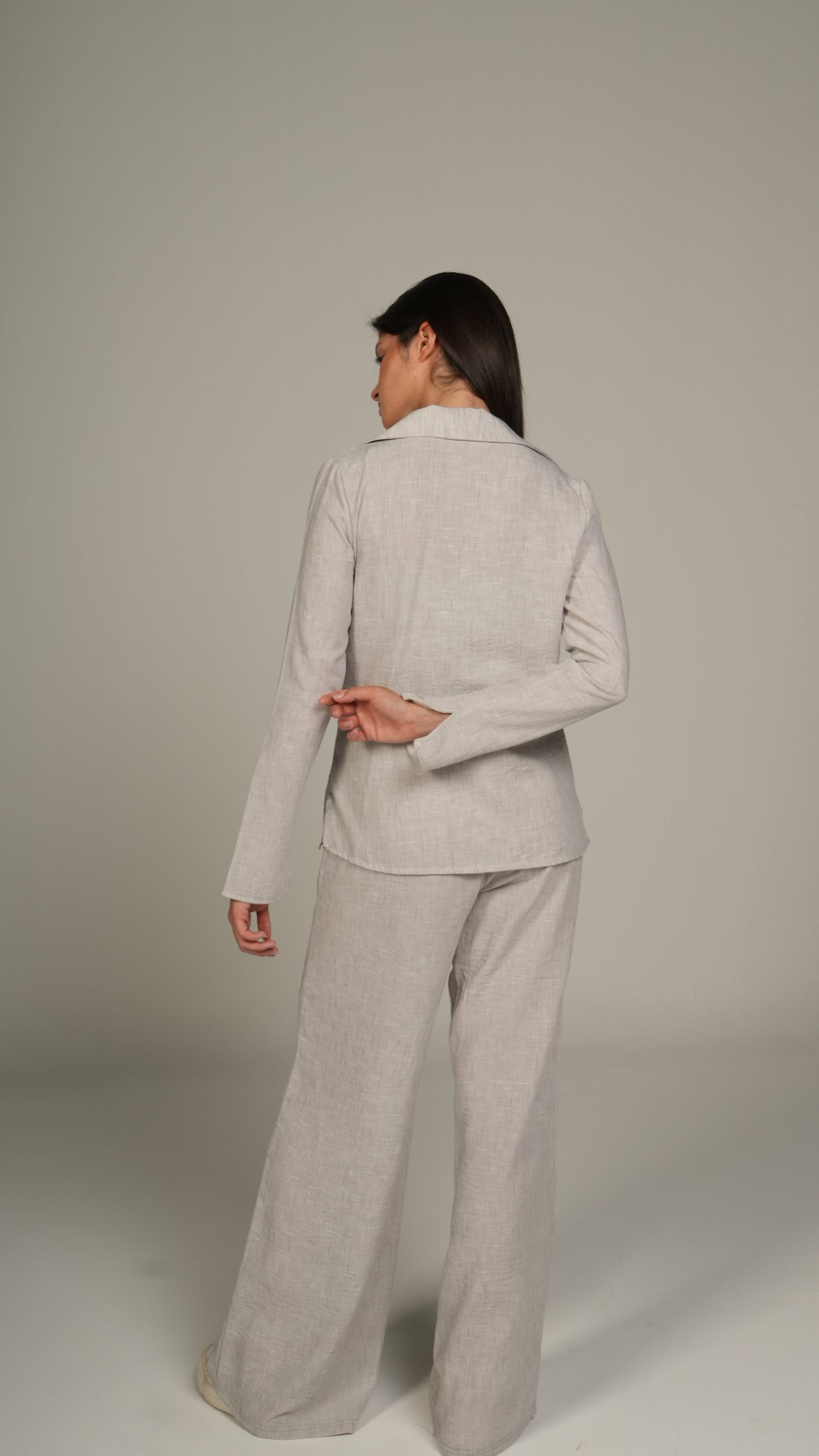 Beige linen set with ties