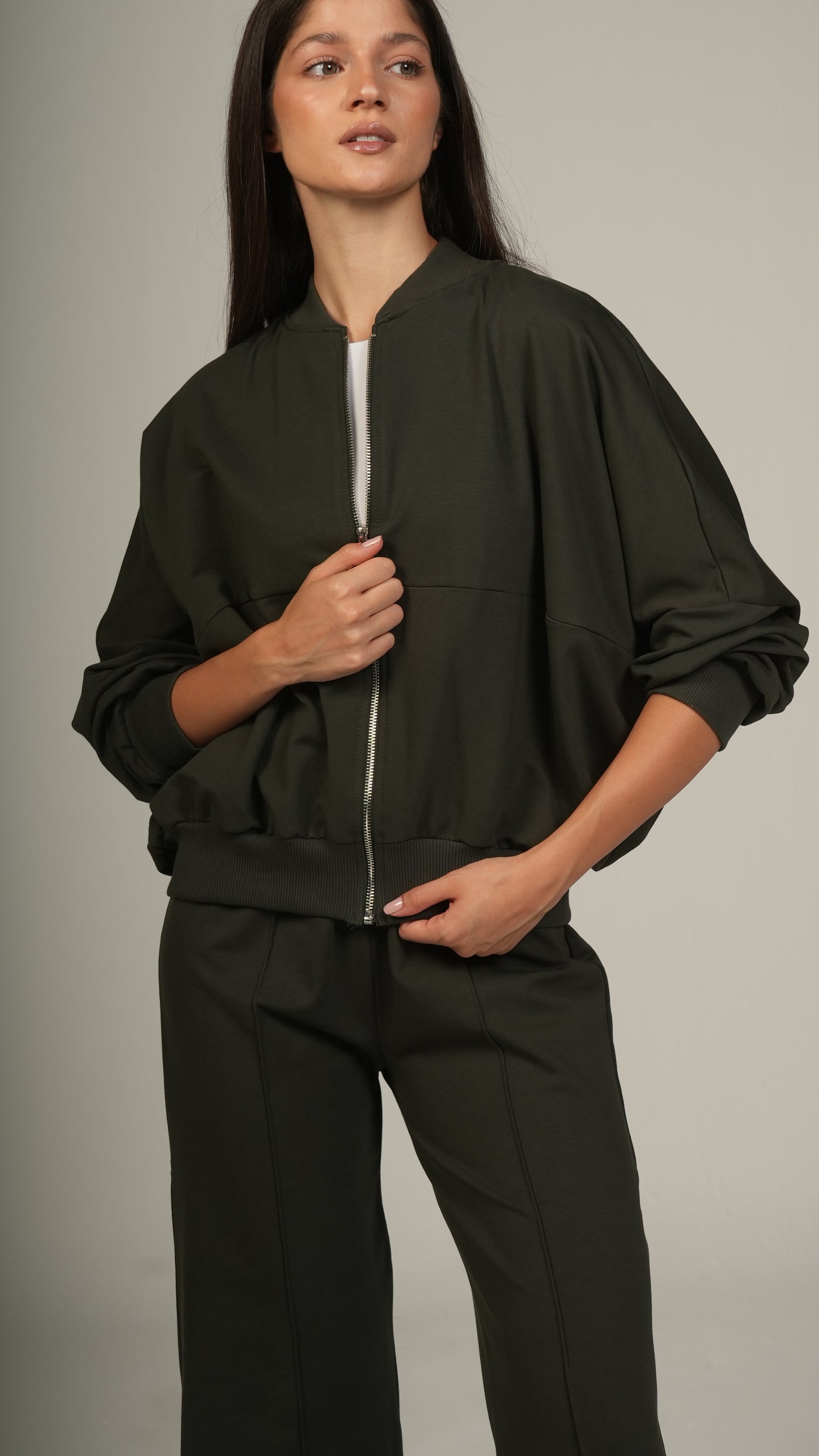 Zip-up relaxed co-ord set