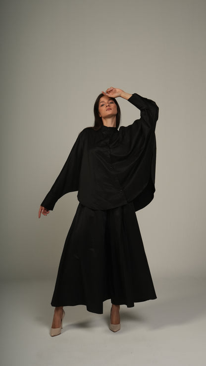 Flowy wide-leg pants and blouse