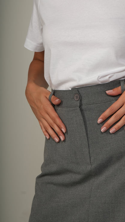 Grey high-waisted pencil skirt