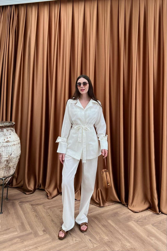 Beige belted set